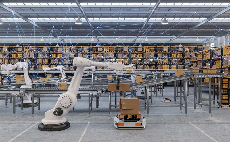 Automated robots moving boxes